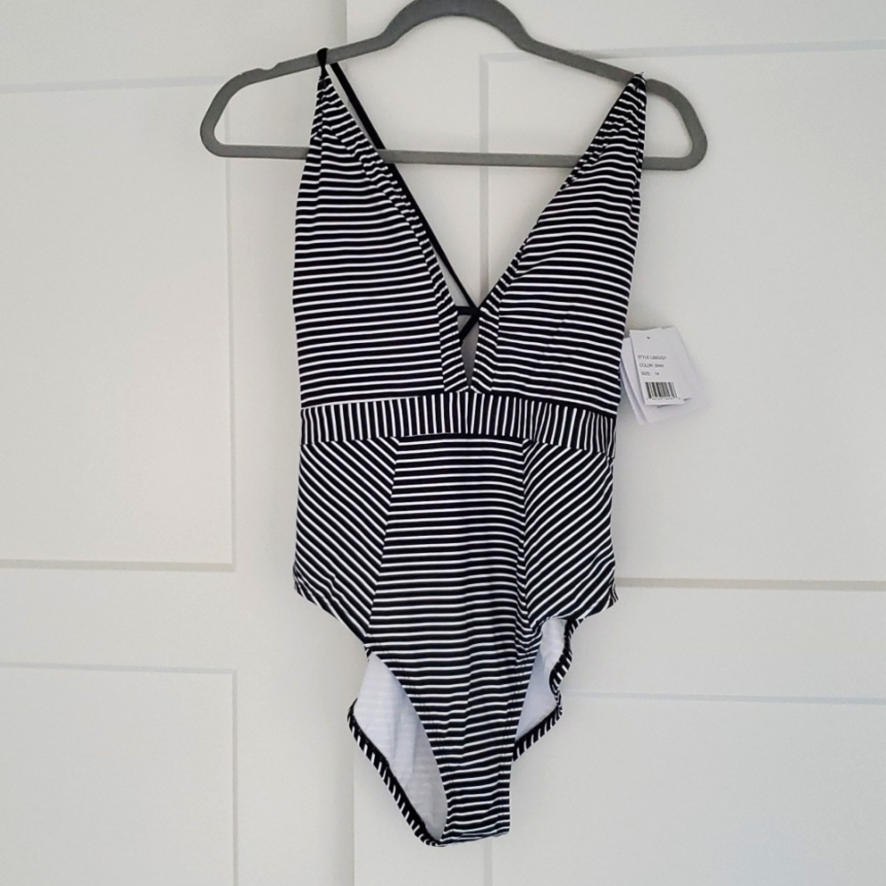 NWT LA Blanca Stripped one piece swimsuit siz 14